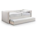  Meridian Colton Cream Linen Textured Fabric Upholstered Twin Daybed IMAGE 1
