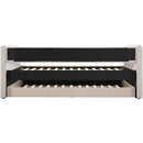  Meridian Colton Cream Linen Textured Fabric Upholstered Twin Daybed IMAGE 5