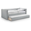  Meridian Colton Grey Linen Textured Fabric Upholstered Twin Daybed IMAGE 1