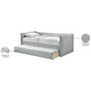  Meridian Colton Grey Linen Textured Fabric Upholstered Twin Daybed IMAGE 8
