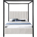  Color_Black/ Cream  Size_King  -- Kelly Cream Boucle Fabric Upholstered King Bed IMAGE 3