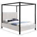 Color_Black/ Cream  Size_King  -- Kelly Cream Boucle Fabric Upholstered King Bed IMAGE 8