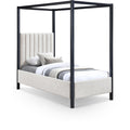  Color_Black/ Cream Size_Twin -- Kelly Cream Boucle Fabric Upholstered Twin Bed IMAGE 1