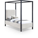  Color_Black/ Cream  Size_Twin  -- Kelly Cream Boucle Fabric Upholstered Twin Bed IMAGE 1
