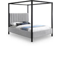  Color_Black/ Grey  Size_Full  -- Kelly Grey Boucle Fabric Upholstered Full Bed IMAGE 1