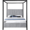  Color_Black/ Grey  Size_King  -- Kelly Grey Boucle Fabric Upholstered King Bed IMAGE 3