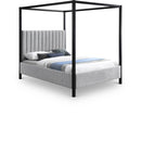  Color_Black/ Grey  Size_Queen  -- Kelly Grey Boucle Fabric Upholstered Queen Bed IMAGE 1