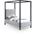  Color_Black/ Grey Size_Twin -- Kelly Grey Boucle Fabric Upholstered Twin Bed IMAGE 1