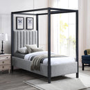  Color_Black/ Grey  Size_Twin  -- Kelly Grey Boucle Fabric Upholstered Twin Bed IMAGE 2