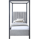  Color_Black/ Grey  Size_Twin  -- Kelly Grey Boucle Fabric Upholstered Twin Bed IMAGE 3