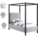  Color_Black/ Grey  Size_Twin  -- Kelly Grey Boucle Fabric Upholstered Twin Bed IMAGE 7