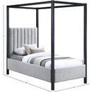  Color_Black/ Grey  Size_Twin  -- Kelly Grey Boucle Fabric Upholstered Twin Bed IMAGE 8