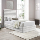  Color_Cream  Size_Twin  -- Maxwell Cream Linen Textured Fabric Upholstered Twin Bed IMAGE 2