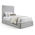  Color_Grey Size_Twin -- Maxwell Grey Linen Textured Fabric Upholstered Twin Bed IMAGE 1