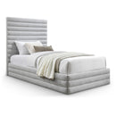  Color_Grey  Size_Twin  -- Maxwell Grey Linen Textured Fabric Upholstered Twin Bed IMAGE 1
