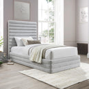  Color_Grey  Size_Twin  -- Maxwell Grey Linen Textured Fabric Upholstered Twin Bed IMAGE 2