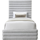  Color_Grey  Size_Twin  -- Maxwell Grey Linen Textured Fabric Upholstered Twin Bed IMAGE 3