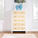 Color_Off White/ White -- Siena White Ash Wood And Natural Cane Chest IMAGE 2