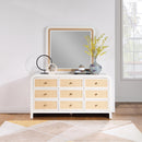  Meridian Siena White Ash Wood And Natural Cane Frame Mirror IMAGE 2