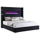  Size_King --  Tisdall 306031KE Upholstered Eastern King Flame Visualizer Bed - Black IMAGE 1