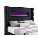  Size_King --  Tisdall 306031KE Upholstered Eastern King Flame Visualizer Bed - Black IMAGE 5