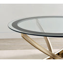 Coaster Furniture Brooke 707888 Round Glass Top Coffee Table Metal Base - Brass IMAGE 5