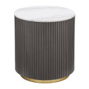  Coaster Furniture Jason 710417 Round Marble Top Side End Table - White and Charcoal IMAGE 1