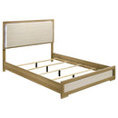  Size_Queen --  Hyland 215651Q Wood Queen LED Panel Bed - Natural and White IMAGE 1