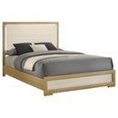  Size_Queen --  Hyland 215651Q Wood Queen LED Panel Bed - Natural and White IMAGE 3