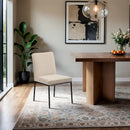  Meridian Reeves Beige Chenille Fabric Upholstered Dining Side Chair IMAGE 2