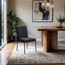  Meridian Reeves Black Chenille Fabric Upholstered Dining Side Chair IMAGE 2