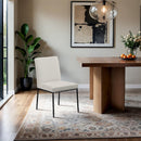  Color_Cream -- Reeves Cream Chenille Fabric Upholstered Dining Side Chair IMAGE 2