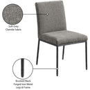  Meridian Reeves Grey Chenille Fabric Upholstered Dining Side Chair IMAGE 9