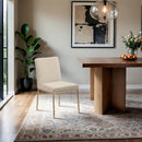  Meridian Reeves Beige Chenille Fabric Upholstered Dining Side Chair IMAGE 2