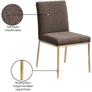  Meridian Reeves Brown Chenille Fabric Upholstered Dining Side Chair IMAGE 9