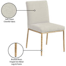  Meridian Reeves Cream Chenille Fabric Upholstered Dining Side Chair IMAGE 9