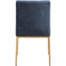 Meridian Reeves Navy Chenille Fabric Upholstered Dining Side Chair IMAGE 5