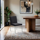  Meridian Reeves Black Chenille Fabric Upholstered Dining Side Chair IMAGE 2