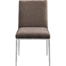  Meridian Reeves Brown Chenille Fabric Upholstered Dining Side Chair IMAGE 3