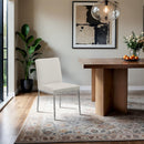  Meridian Reeves Cream Chenille Fabric Upholstered Dining Side Chair IMAGE 2