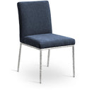  Meridian Reeves Navy Chenille Fabric Upholstered Dining Side Chair IMAGE 1