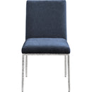  Meridian Reeves Navy Chenille Fabric Upholstered Dining Side Chair IMAGE 3