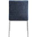  Meridian Reeves Navy Chenille Fabric Upholstered Dining Side Chair IMAGE 5