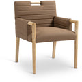  Color_Brown -- Aimee Brown Vegan Leather Upholstered Dining Arm Chair IMAGE 1