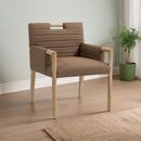  Color_Brown -- Aimee Brown Vegan Leather Upholstered Dining Arm Chair IMAGE 2
