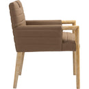  Color_Brown -- Aimee Brown Vegan Leather Upholstered Dining Arm Chair IMAGE 4