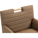  Color_Brown -- Aimee Brown Vegan Leather Upholstered Dining Arm Chair IMAGE 8