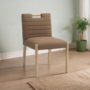 Color_Brown -- Aimee Brown Vegan Leather Upholstered Dining Side Chair IMAGE 2