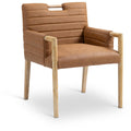  Color_Cognac -- Aimee Cognac Vegan Leather Upholstered Dining Arm Chair IMAGE 1