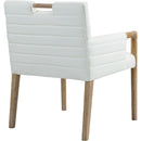  Color_Cream -- Aimee Cream Vegan Leather Upholstered Dining Arm Chair IMAGE 5